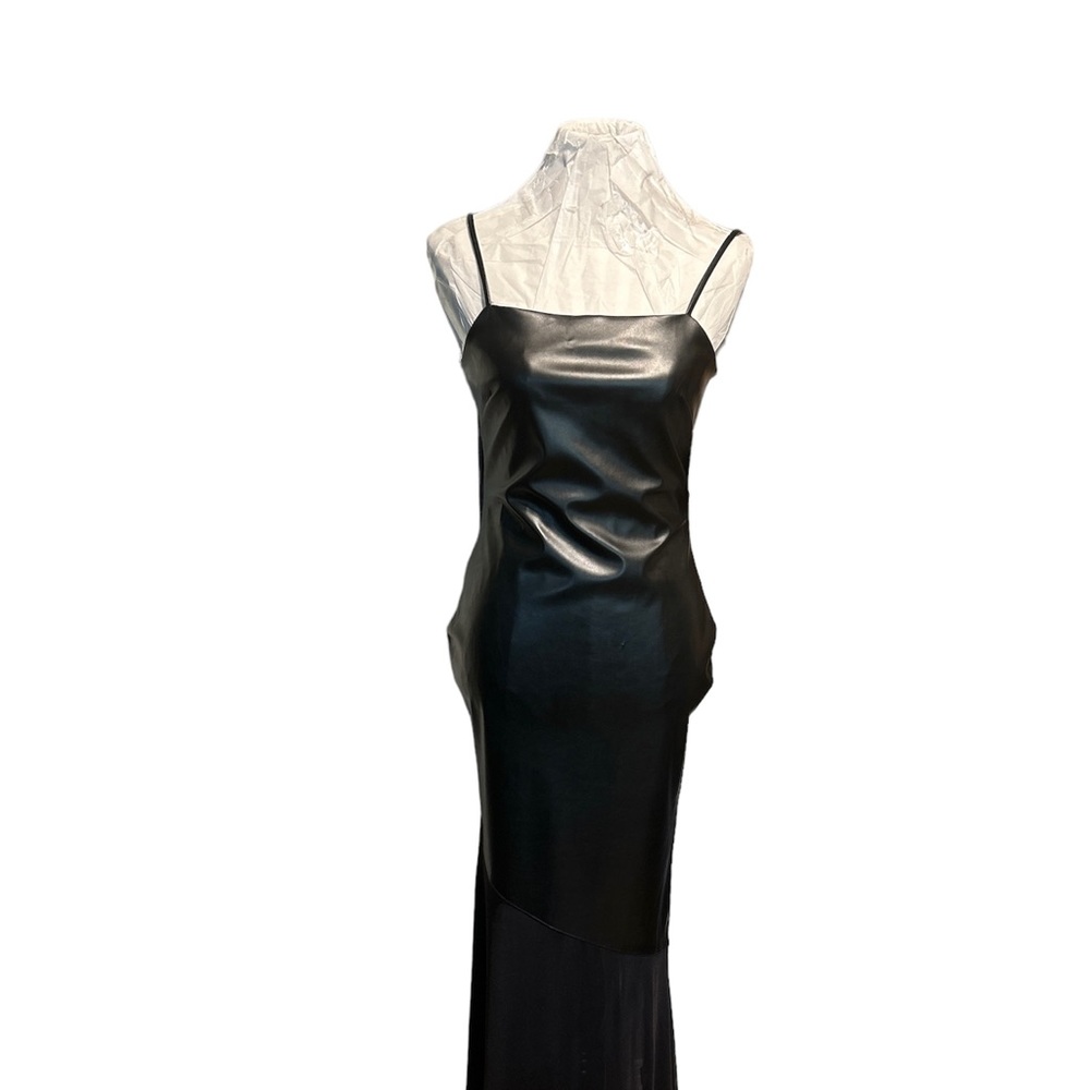 NWT Popular 21 black faux leather mermaid bodycon dress size medium